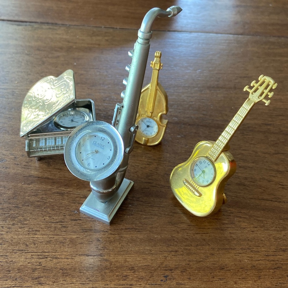 Vintage Musical Instruments Miniature Clocks